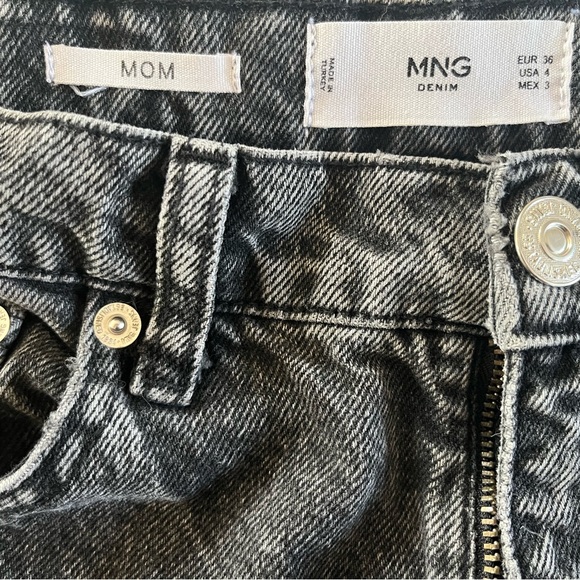 Mango MNG sz 4 Mom style Denim Jeans faded black high rise 100% cotton - Picture 3 of 6